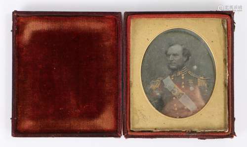 Military sixth plate daguerreotype of a British infantry off...