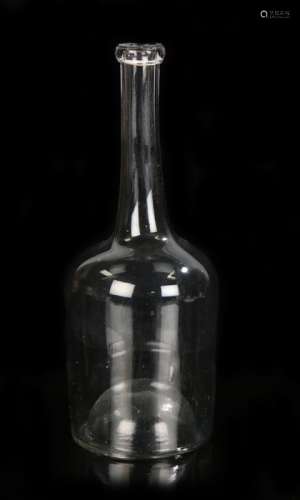 Late 18th Century glass bottle, with a slender neck above th...