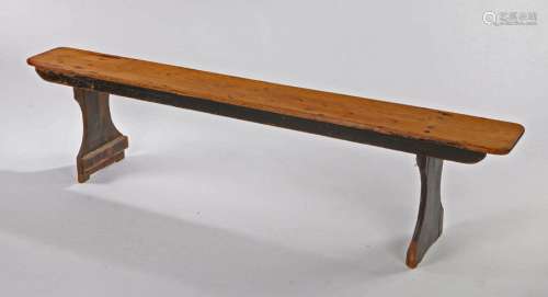 Victorian pine bench, the long rectangular top above painted...