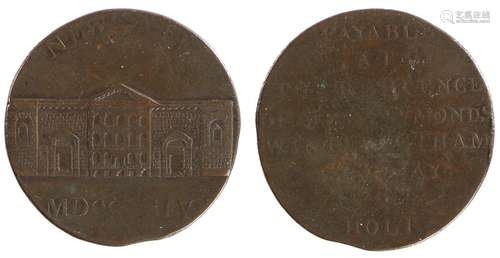 British Token, copper Halfpenny, 1794, NEWGATE above a build...