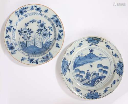 Two Early 18th Century Delft chargers, the first with an ori...