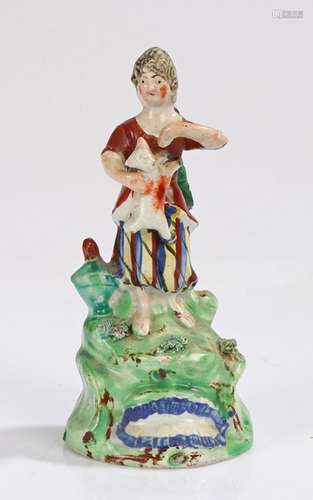 Early 19th Century Walton pearlware figure, of a lady standi...