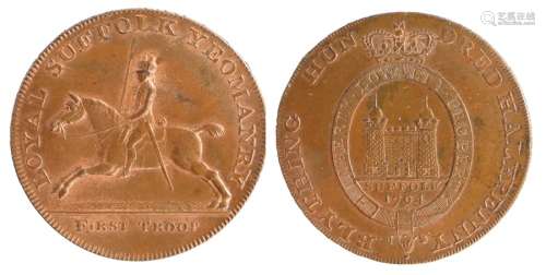 British Token, copper Halfpenny, 1794, ROYAL SUFFOLK YEOMANR...