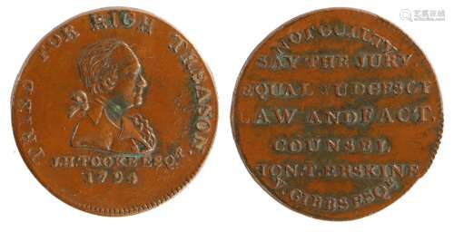 British Token, copper Halfpenny, 1794, bust of J. H. Tooke, ...