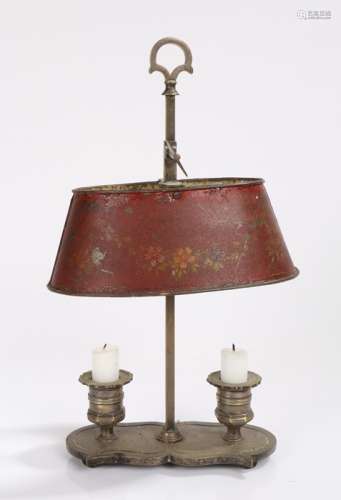 Regency silver plated and toleware candle stand/desk light, ...