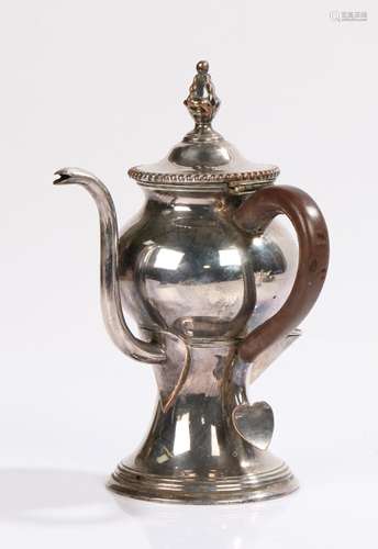 George III silver plated Argyll (gravy warmer), the finial t...