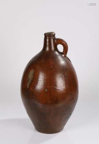 18th Century pottery salt glaze jug, with a short neck and h...