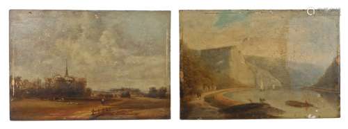 Victorian pair of oils, to include an estuary scene with two...