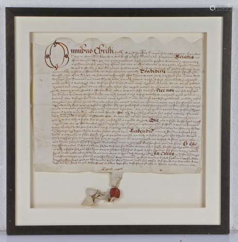 James I circa 1604 vellum indenture, in Latin with red seal ...