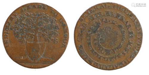 British Token, copper Halfpenny, INDUSTRY LEADS TO HONOUR, r...