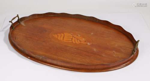 19th Century mahogany and inlaid tray, with a shell inlay to...