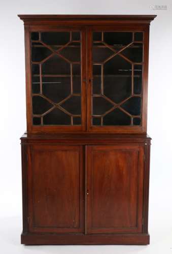 19th Century mahogany bookcase cabinet, the concave cornice ...
