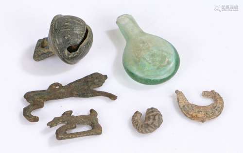 Collection of Medieval objects, to include a holy water flas...
