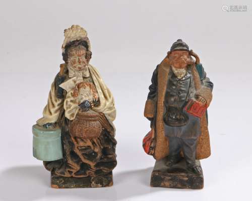 Amusing pair of late 19th Century spill vases, as a portly g...