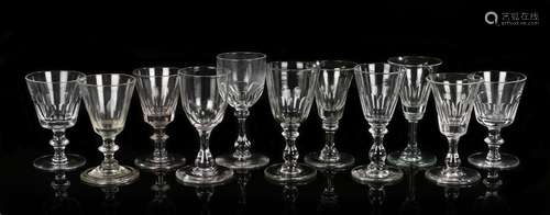 Collection of 19th Century cordial glasses, each of trumpet ...