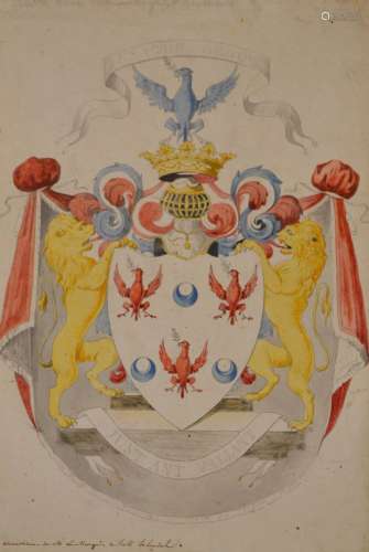 法国学校第十九期。Lally-Tollendal侯爵的盾徽，上面有座右铭。U. s...
