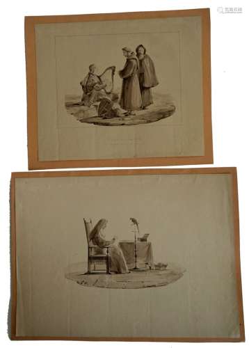 诺埃尔-托马斯-约瑟夫-克莱里安(1796-1843)《鹦鹉与和尚》和《游吟诗...