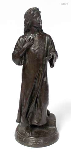 拉乌尔-弗朗索瓦-拉热（1860-1912）《医生面前的耶稣》。带有棕色铜锈...