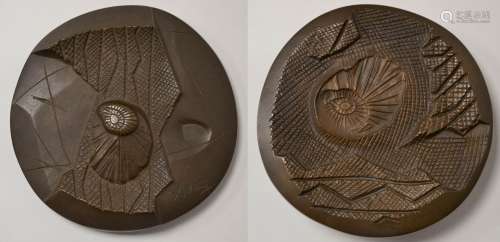 亨利-乔治-亚当(1904-1967)铜牌，有棕色铜锈，签名，编号为19/150，日...