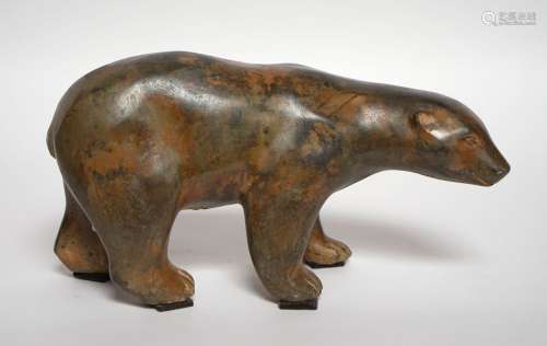 皮埃尔-舍内，20-21世纪。熊，低头。青铜器，有棕色阴影斑纹，有签名。1...