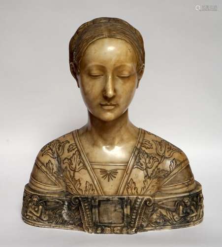 Fransceco LAURANA (1430-1502)(后) 白玉女人半身像，底面饰有雕花...