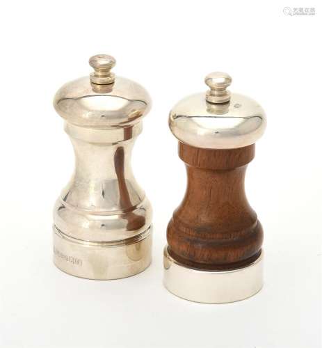A silver pepper grinder by M. C. Hersey & Son Ltd.