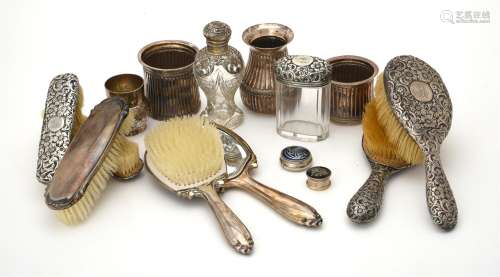 Y A collection of silver and silver mounted dressing table i...