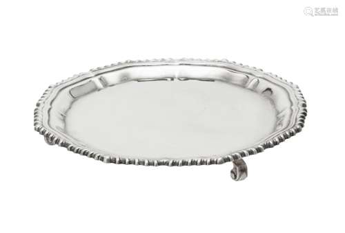 A silver shaped circular waiter by Garrard & Co. Ltd.