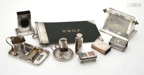 A collection of silver mounted desk items