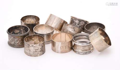 A collection of eleven silver napkin rings