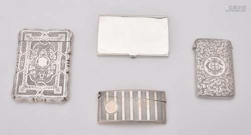 A Victorian silver shaped rectangular card case by Alfred Ta...