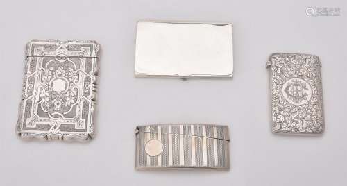 A Victorian silver shaped rectangular card case by Alfred Ta...