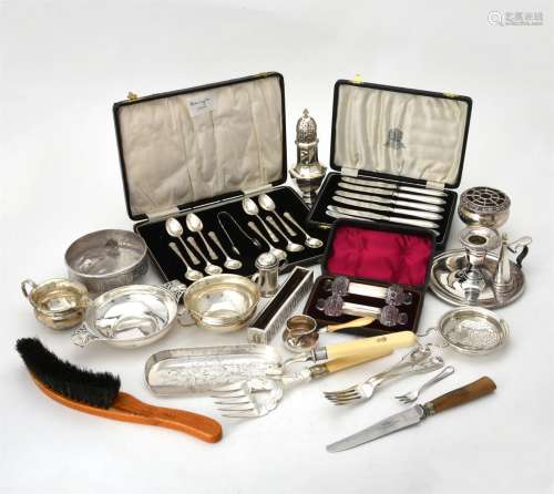Y A collection of silver and silver mounted items