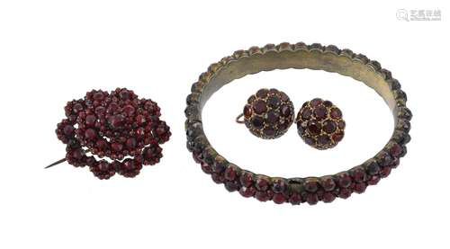 A pair of mid 20th century garnet earrings