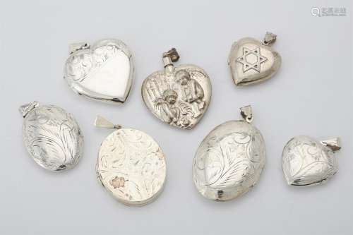 A collection of silver and silver coloured lockets