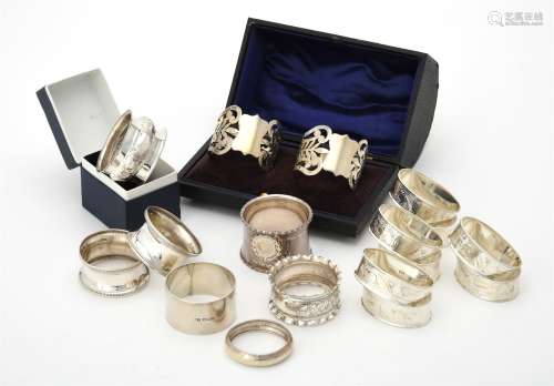 A collection of silver napkin rings
