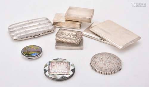 Y A collection of silver and silver mounted boxes