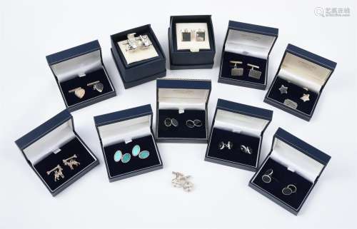 A collection of silver cufflinks