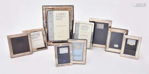 Nine silver mounted photo frames