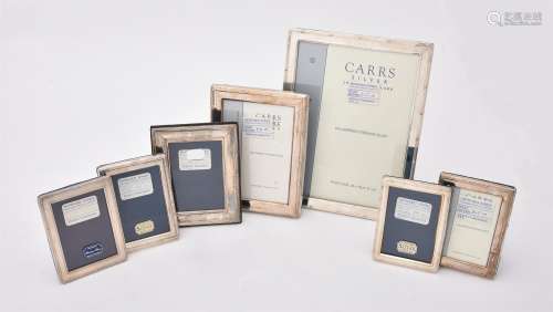 Seven silver mounted rectangular photo frames