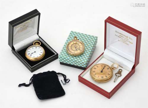 Unsigned,18 carat gold open face pocket watch