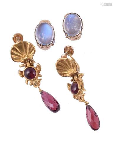 A pair of garnet earrings