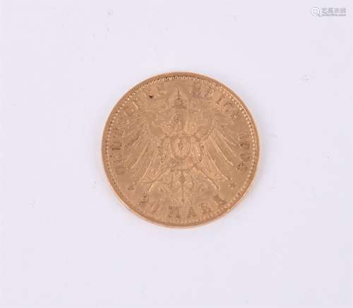 Germany, Prussia, Wilhelm II, gold 20-Mark 1904A (KM 521)