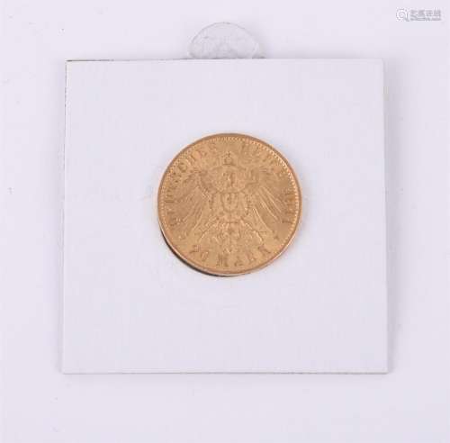 Germany, Prussia, Wilhelm II, gold 20-Mark 1911A (KM 521)