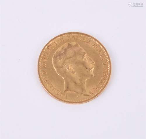 Germany, Prussia, Wilhelm II, gold 20-Mark 1913A (KM 521)