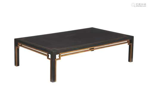 A black lacquered and parcel gilt low centre table