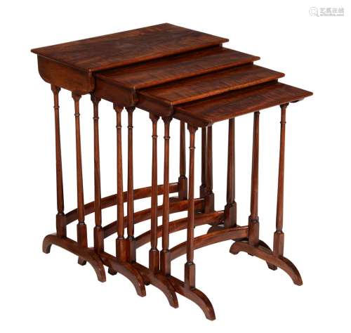 A fiddle back mahogany nest of quartetto tables