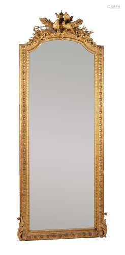A French giltwood and composition wall mirror