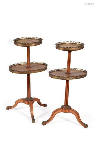 Y A matched pair of Victorian tulipwood, parquetry and gilt ...