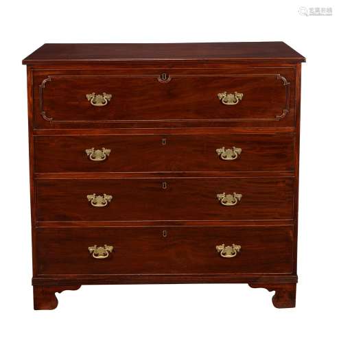 A George III mahogany secretaire chest of drawers